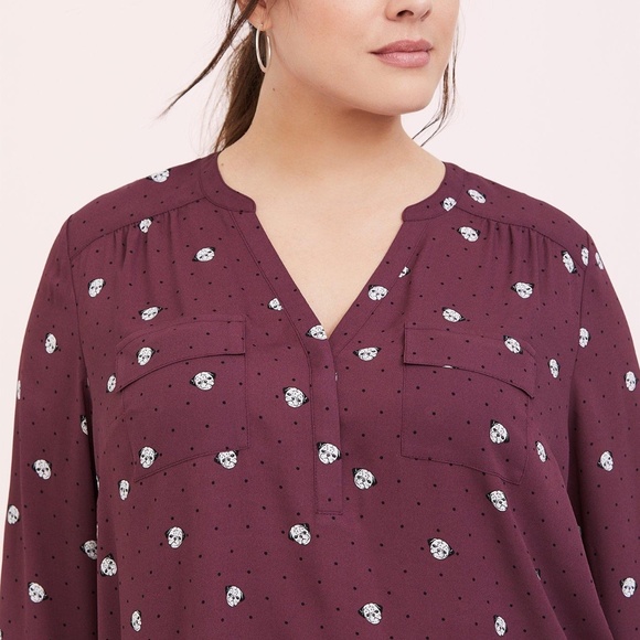 🕊️SOLD🕊️ Torrid Womens Dog Print Harper Georgette Pullover Blouse Plus Size 1X - Picture 3 of 16